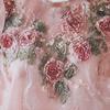 Women Tops Round Neck Short Sleeve Pullover Tops Loose Fit Faux Pearls 3D Floral Decor Sun Protection Lightweight Casual Summer
