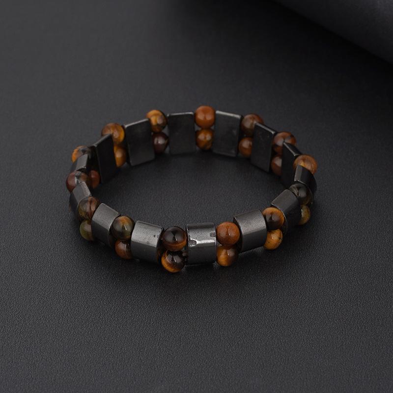 2023 European-American Black Gallstone Natural Stone Magnetic Couple Bracelet with Resin Blue Eye Beads.
