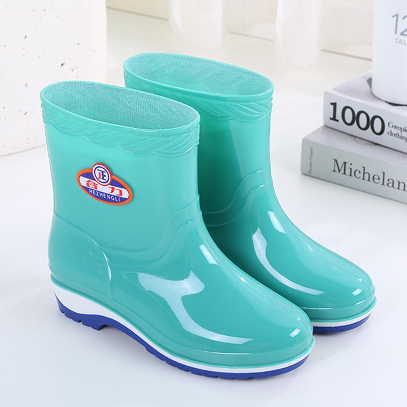 Fashion Adult Rain Shoes Women's Summer Non-slip Warm Water Boots Medium Tube Work Water Shoes Women's Fashion Rubber Shoes Overshoes