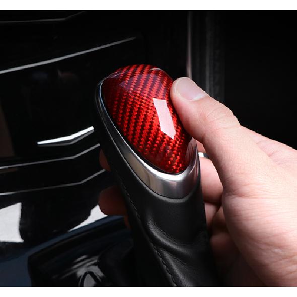 Red Carbon Fiber central console gear shift knob trim For Cadillac SRX 2013-2015