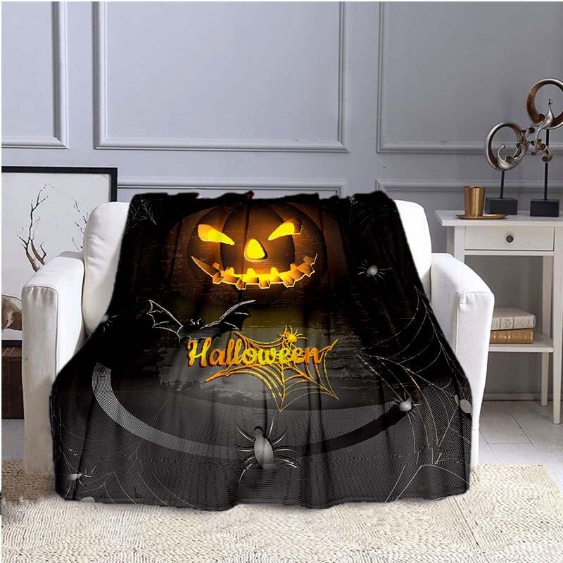 Halloween Horror Pumpkin Huanted House 3D Print Blanket Sofa Bed Blanket Super Soft Warm  Blanket Cover Fleece Throw Blanket