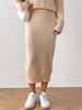 Women's casual commuter hip skirt European and American women's clothing solid color casual skirt woven medium and long sweater skirt