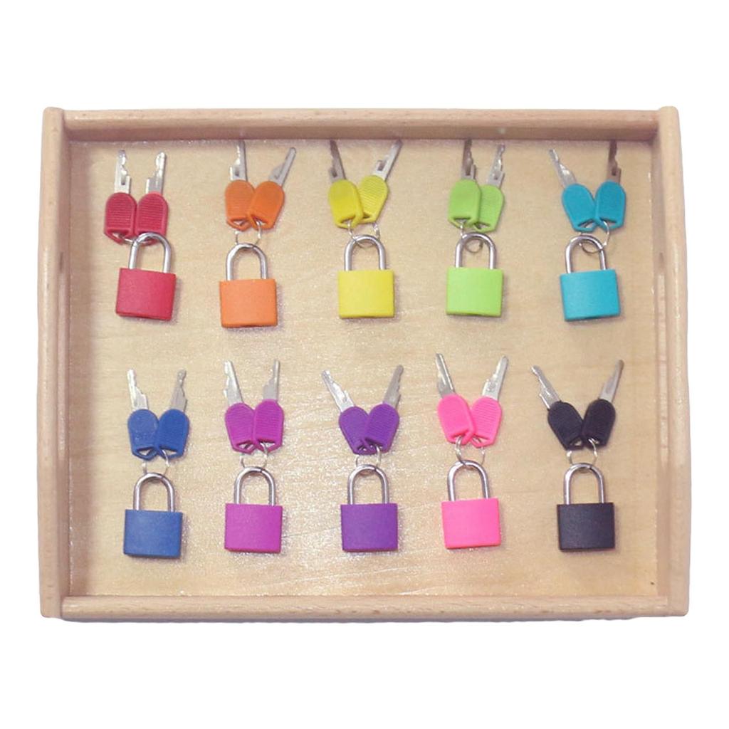 10Pieces Color Montessori Locks Toy Early Learning Toys , 10 and Tray