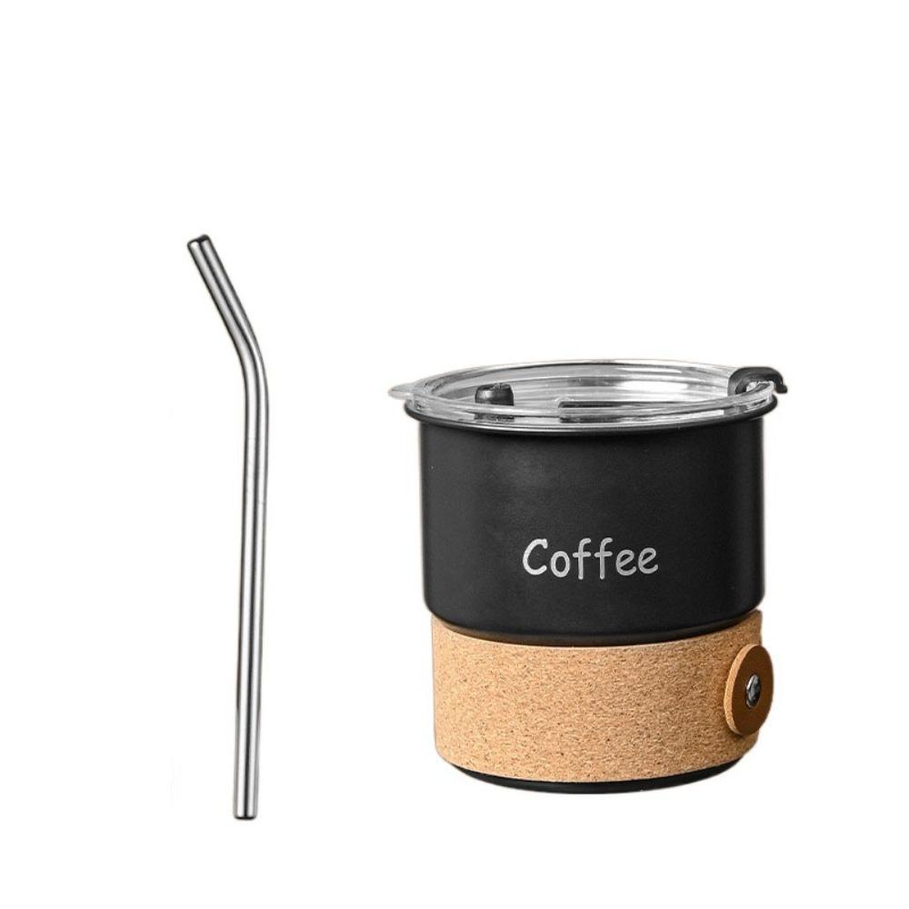 

420ml Car Coffee Mug with Lid & Straw Milk Coffee Cup Coffee Camping Mug Outdoor Picnic Camping чорний