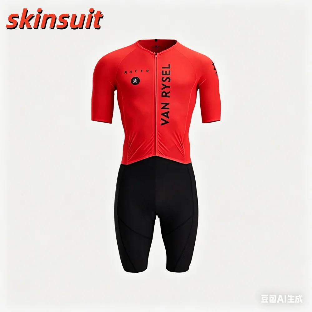 Tuta da Triathlon da Uomo Set da Ciclismo Manica Corta Abbigliamento da Bici Tri Suit Ropa Ciclismo Swim Run Tuta da Gara