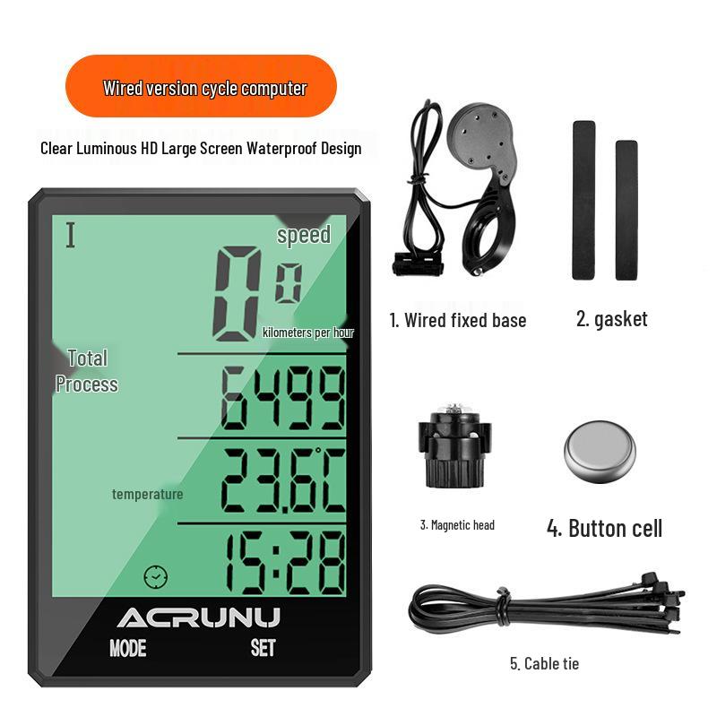 Waterproof Wireless Bicycle Speedometer with Large Luminous Screen for Mountain and Road Bikes