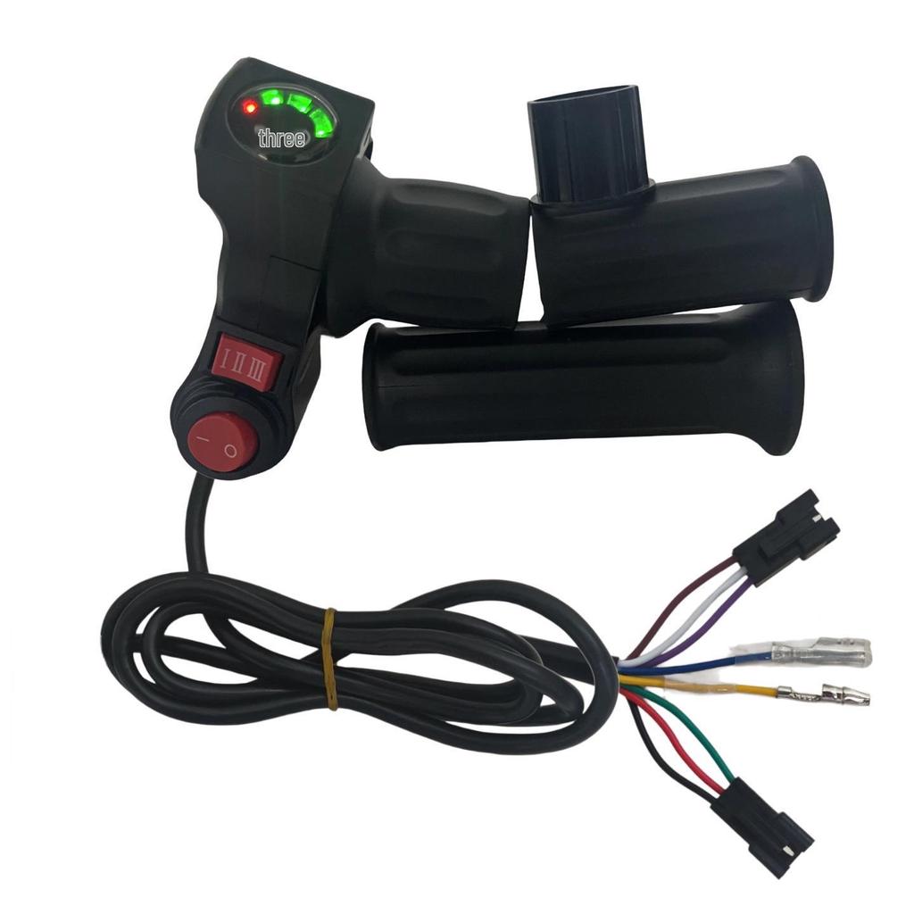 Four-Light Throttle Twist Grip with Three-Speed Digital Display for Electric Bikes