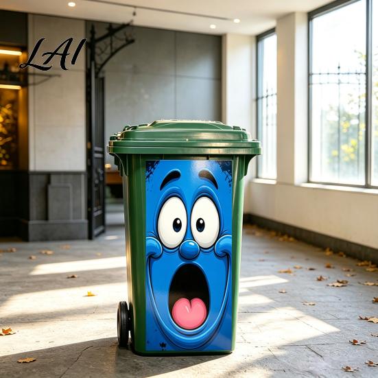 Holiday Trash Can Party Decorations Funny Cartoon Sticker Cute Big Eye Expression Decorative Removable PVC Stickers for Recycling Bins Adhesive