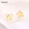 12.5mm*10mm 14K Gold Plated Brass Half-Moon Ear Stud Earrings With 3mm Close Ring DIY Earrings Making Supplies