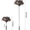 Natural Ostrich Feather Cat Teaser 30in Telescopic Rod Stainless Steel Undyed Feathers Dark Gray