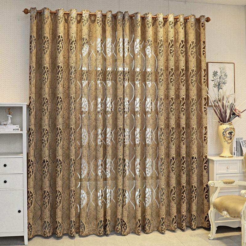 1 stuks Elegante Gouden Jacquard Raamgordijn voor Woonkamer, Slaapkamer en Balkon - Perfecte Huisdecoratie