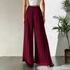 Damen High Waist Plissierte Weite Hosen Elastischer Bund Leichte Fließende Palazzo Hosen für Freizeit oder Tägliche Kleidung