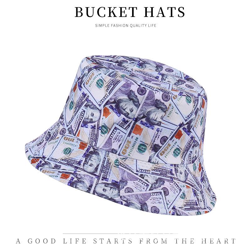 Trendy versatile sunshade sun hat summer double-sided pot hat printed bucket hat women