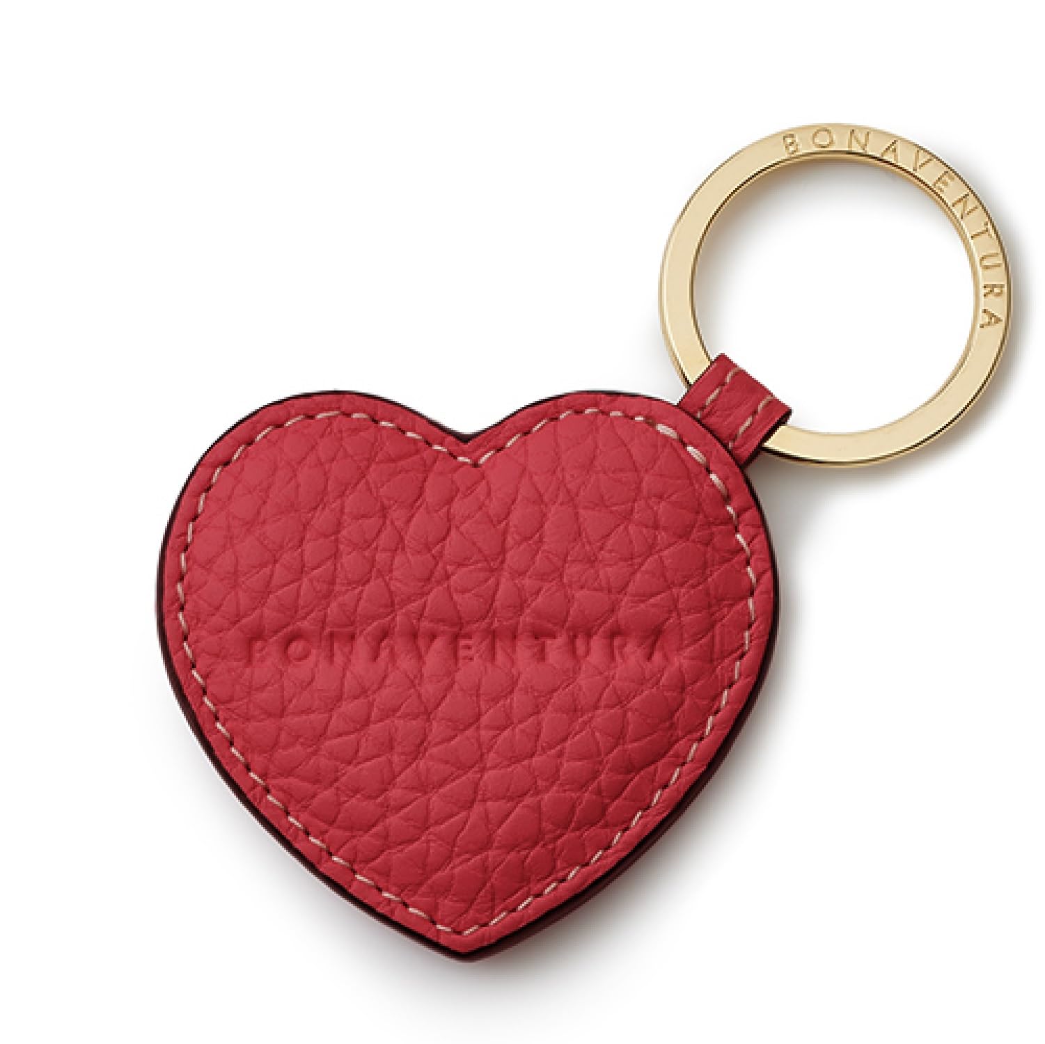

BONAVENTURA Heart Keychain [Red] Key Charm, Made of Genuine European Leather, Gift, BHKT2-RD