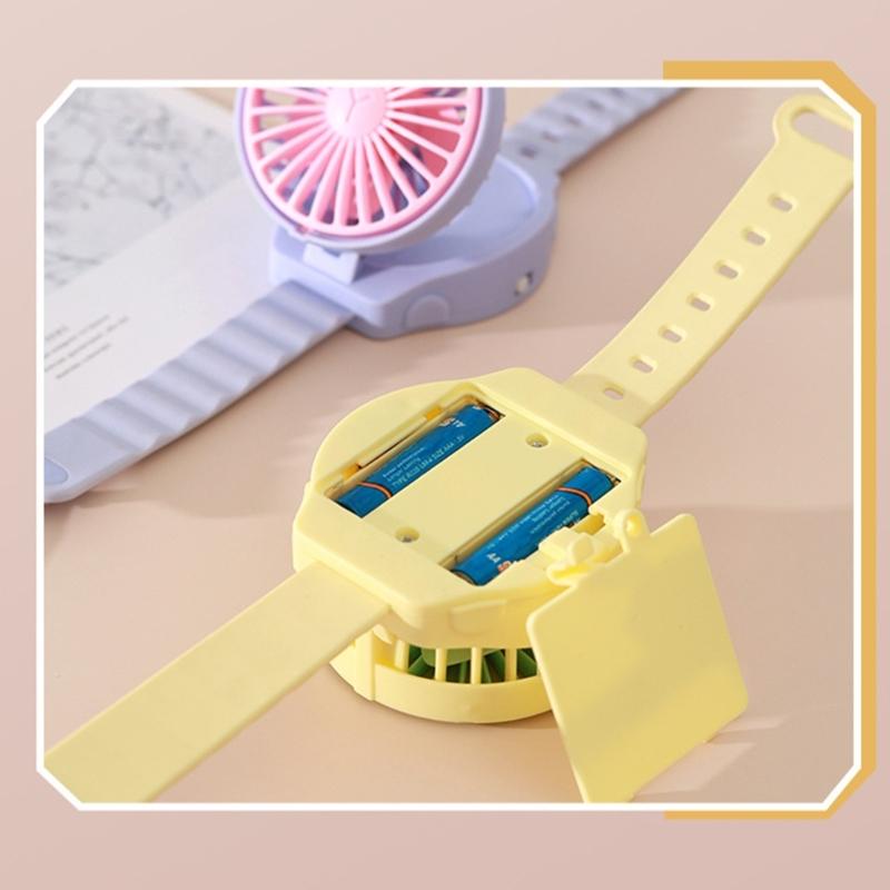 AM4 Battery Operated Powerful Watch Fan Portable Small Lightweight Cartoon Cooling Fan for Girl Kids Indoor Outdoor