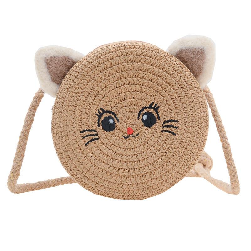 Adorable Mini Sac Tissé Chat Pour Filles Accessoire Élégant Pour Tout-Petits Couleurs Vives