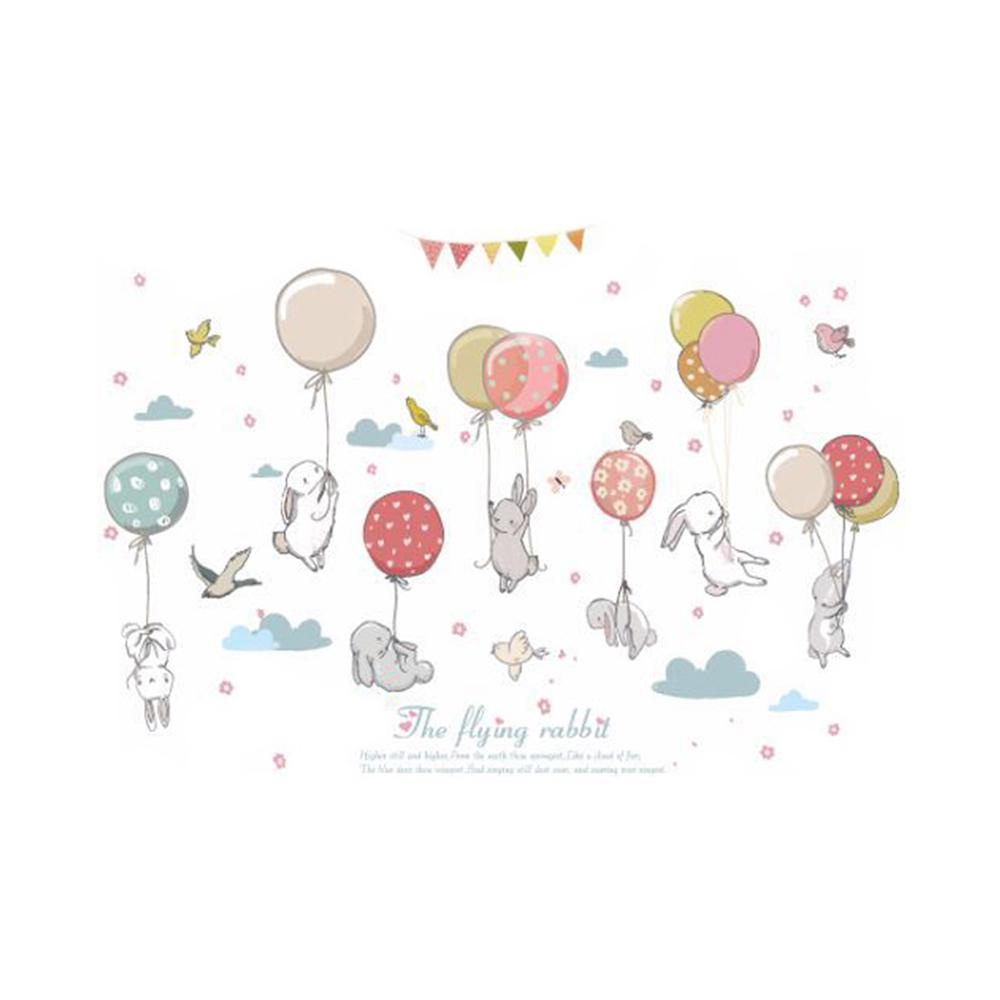 Kids Cartoon Rabbit Balloon Wall Sticker Decals Art Living Room Decoration