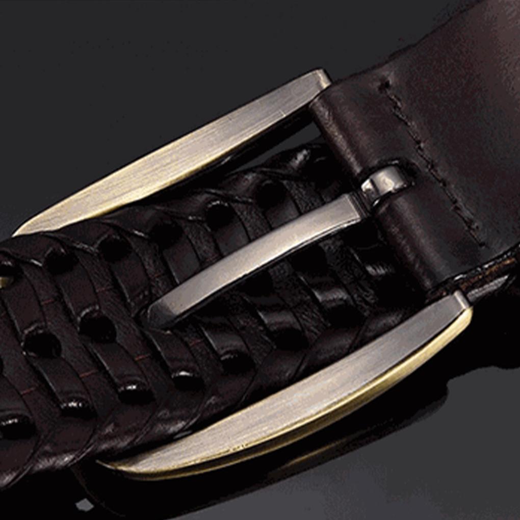 Woven Causal Leather Belt For Jeans Pants Match For Any Outfit Adjustable Woven Elegant And Attractive Premium Leather, Black