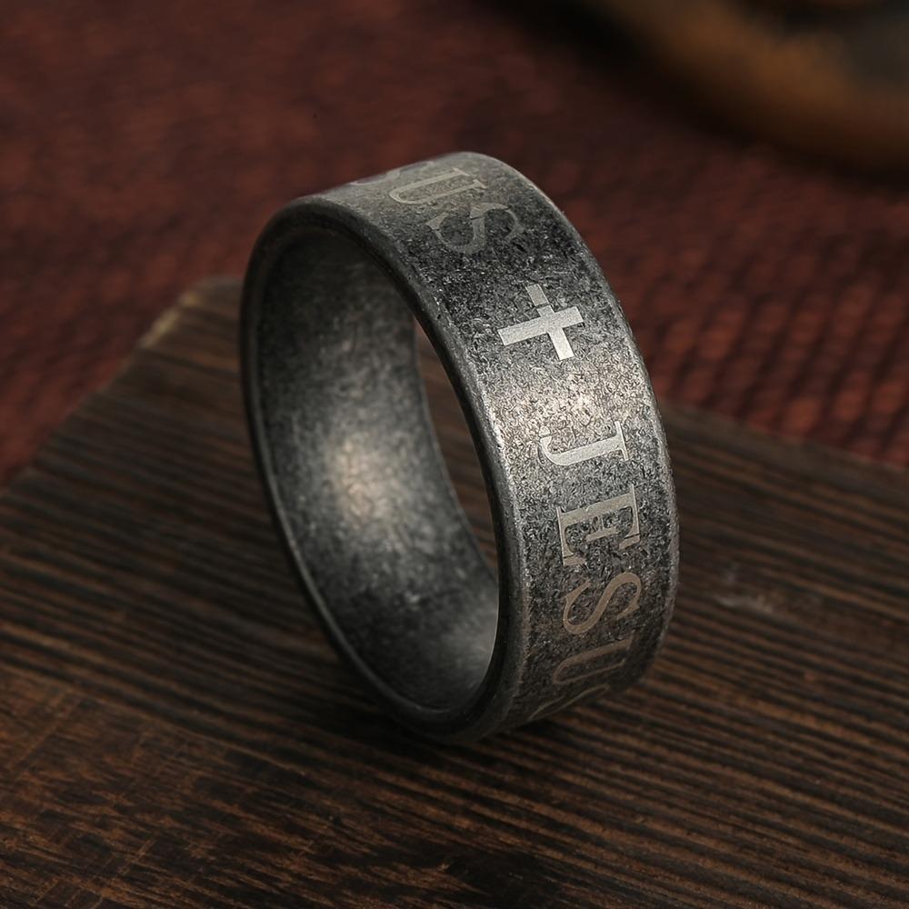 

Vintage Men s Stainless Steel Bible Verse Jesus Cross Rings For Men Christian Cross Religious Ring Men Amulet Zircon 7