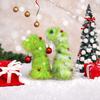2 Pcs Green Furry Christmas Tree Faux Fur Plush Christmas Tree Tabletop Centerpiece with Red Xmas Ball for Home Party Holiday Decor