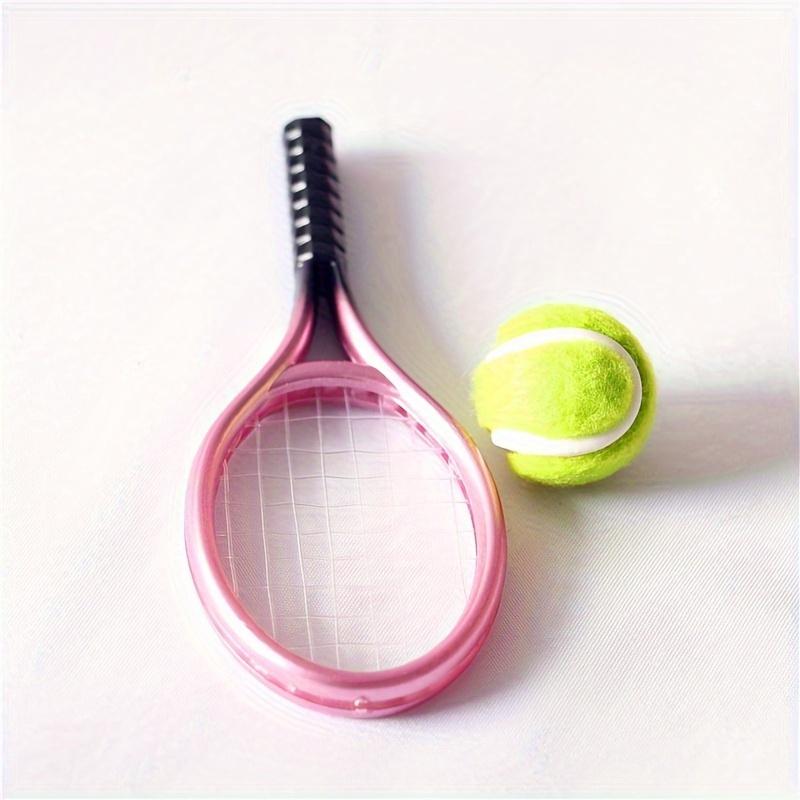 2pcs Creative Doll Tennis Racket Set with Balls  Miniature Sports Equipment for Dollhouses Decor