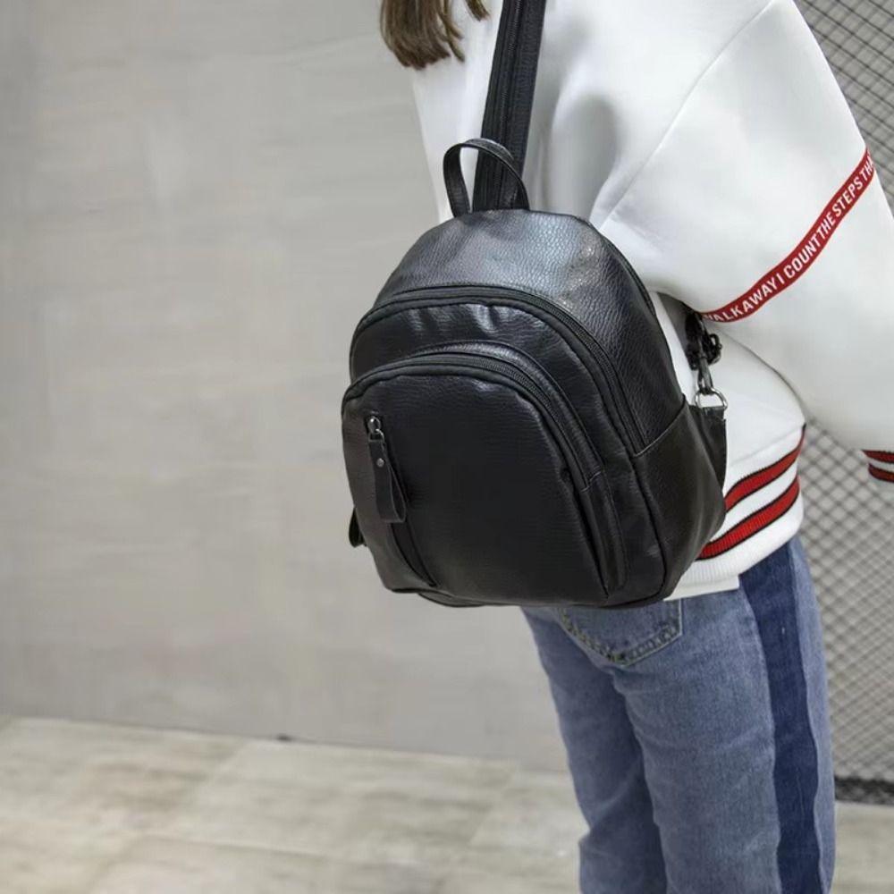 Black Small Backpack High Quality School Bag Fashion Women Backpacks  Ladies