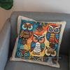 2D Colorful Owl and Tiger Patterned Pillow Covers Pattern Cushion Cover Suitable for Sofa Bedroom Car Pillow Cover