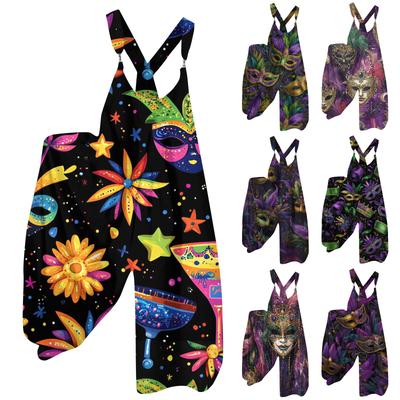 Women's  Overalls  Print Vintage Jumpsuit (Non-Adjustable Straps)