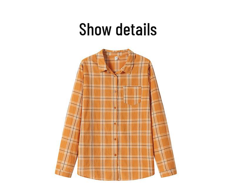 Women's High-End Cotton Plaid Long Sleeve Shirt - New for Spring & Autumn 2025, Loose Casual Fit