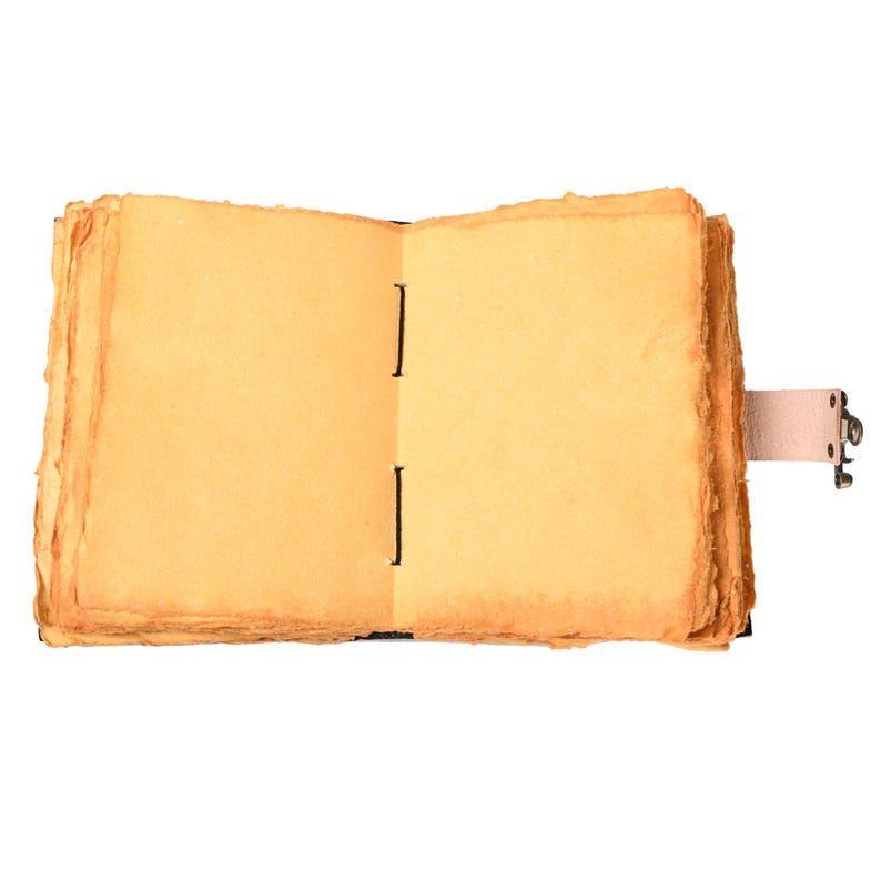 Leather Journal-Handmade Deckle Edge Paper, Leather Tree of Life Journal, Handmade Tree of Life,