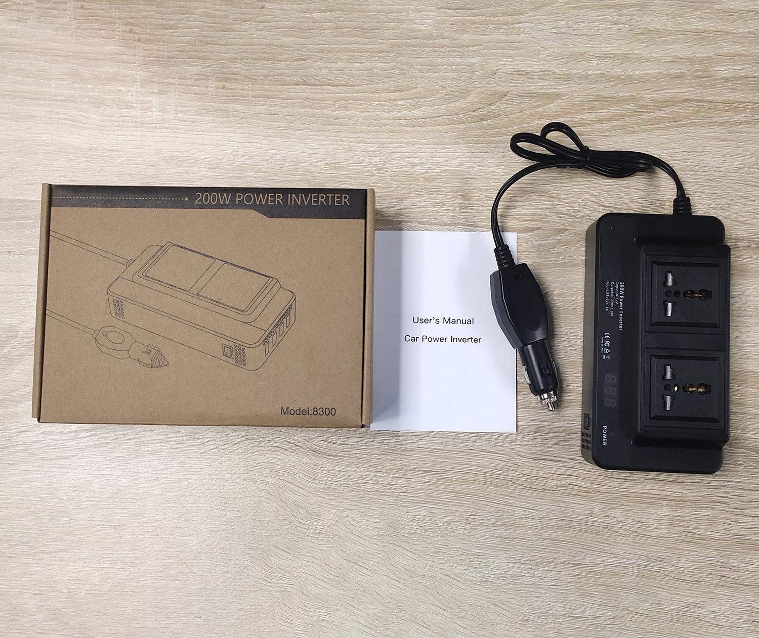 

Автомобильный инвертор мощностью 200 Вт 12 В с двумя розетками и 4 портами USB для зарядки мобильных устройств