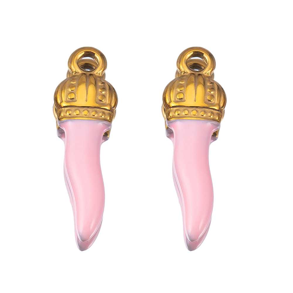 2pcs Gentle Pink Enamel Stainless Steel Charms Rose Flower Starfish Butterfly Necklace Pendant Women DIY Earring Jewelry Making