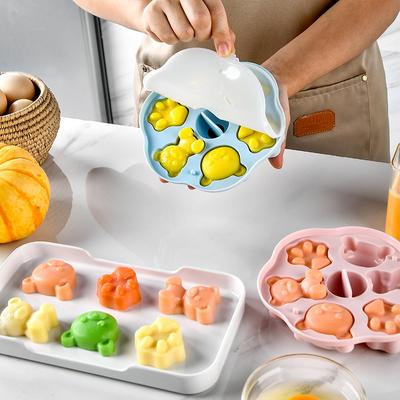Jelly Silicone Mold Cake Mold Steamed Pastry Mold Cute Bear Chocolate Mold Baby Auxiliary Food Tools with Lid Cake Decoration Mold