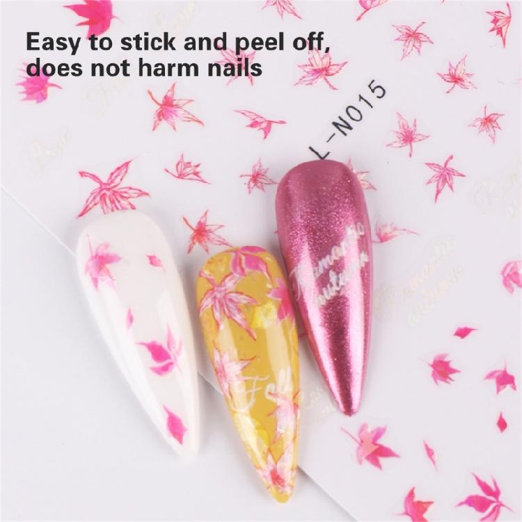 Elegant Ginkgo and Maple Leaf Nail Art Stickers 6 Sheets Easy Apply Nail Decals Women's Nail Decoration for Autumn Nail
