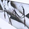 Punk Style Black Rivet Dissymmetry Long Tassel Dangle Earrings for Women Personality Hip Hop Rock Punk Jewelry Accessory Gift