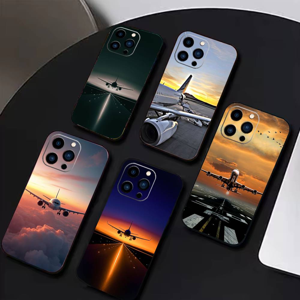 Airplane Phone Case For iPhone 16,15,14,13,12,17,Pro Max,Plus Silicone Black Case