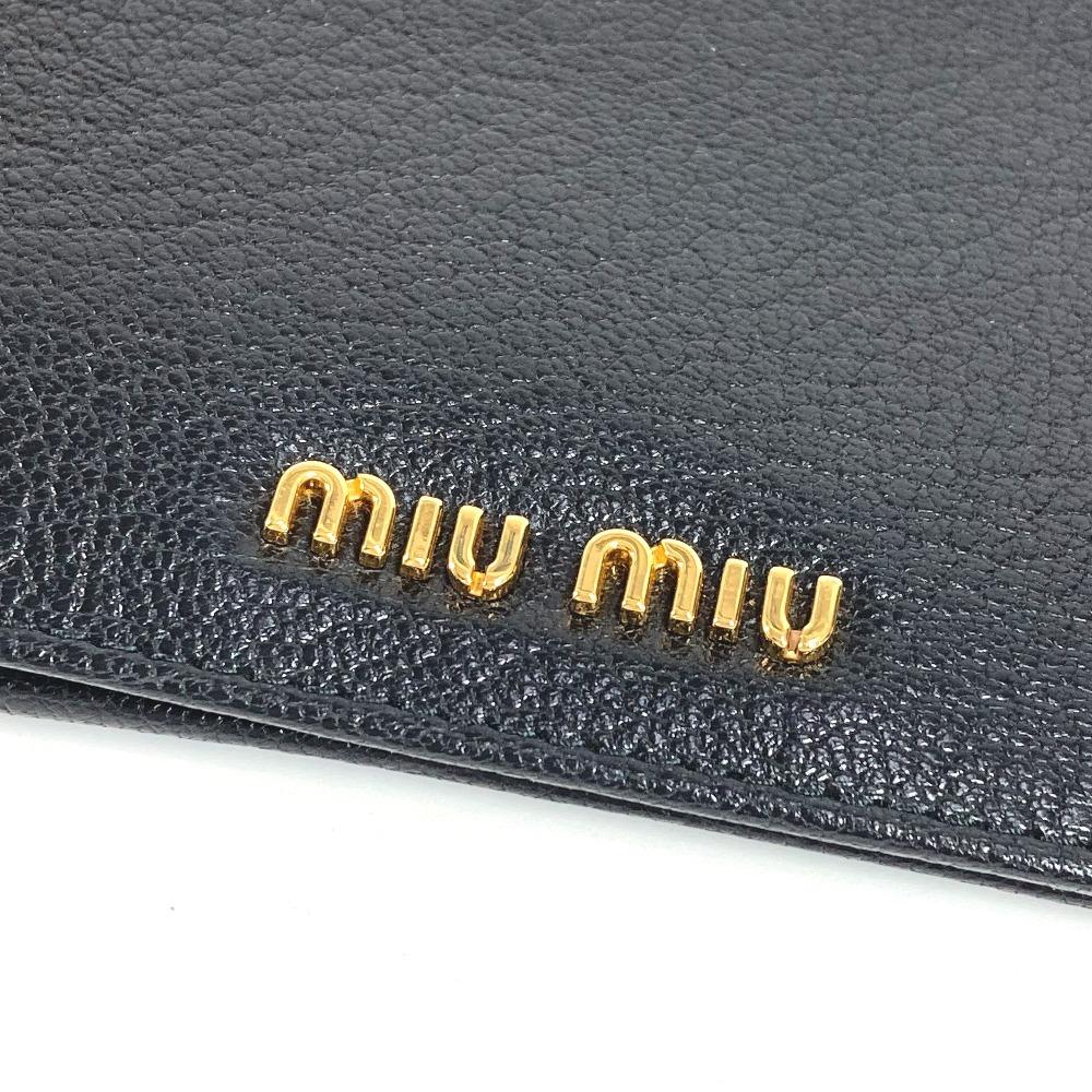 MIUMIU 5MD001 Business Card Holder Pass Case logo Bifold Stationery Card Case