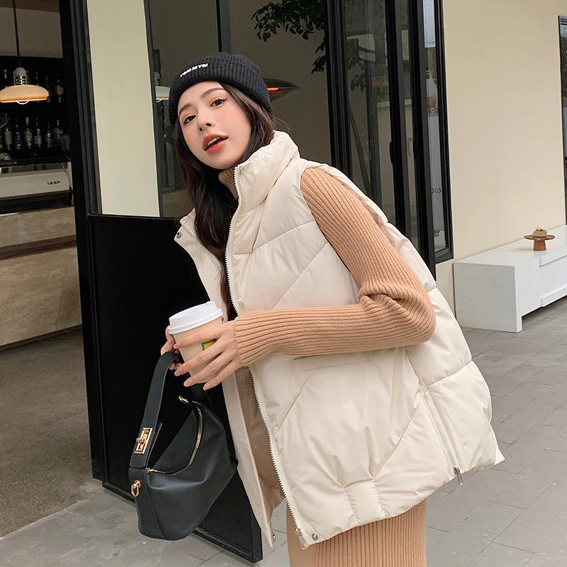Down cotton vest women's winter short 2026 autumn and winter loose outer wear stand-up collar vest vest vest vest warm jacket