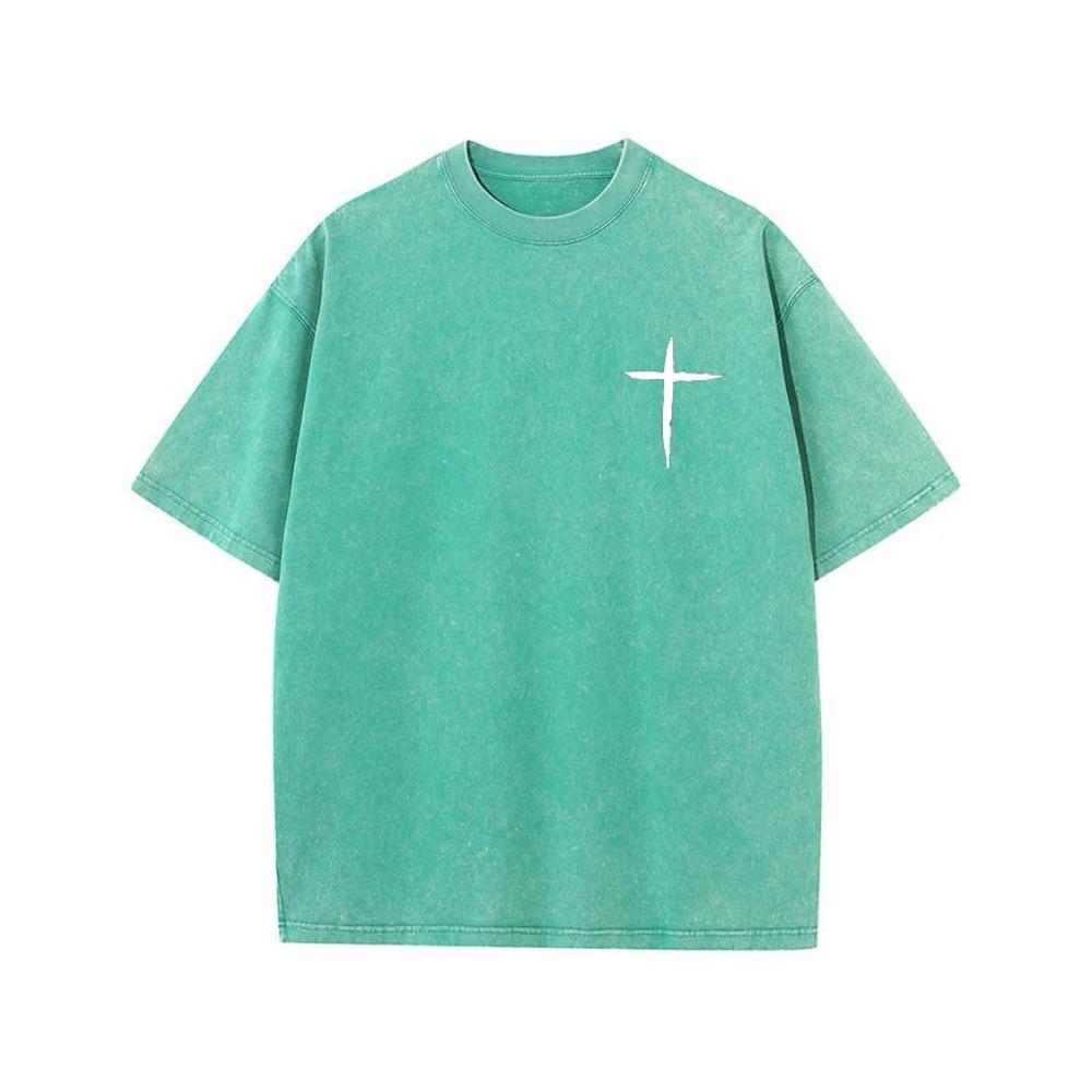 Men's Christian Faith T-Shirt Cotton Short Sleeve Graphic Tee Jesus Cross Print Casual Loose Fit Big Size Streetwear Gift