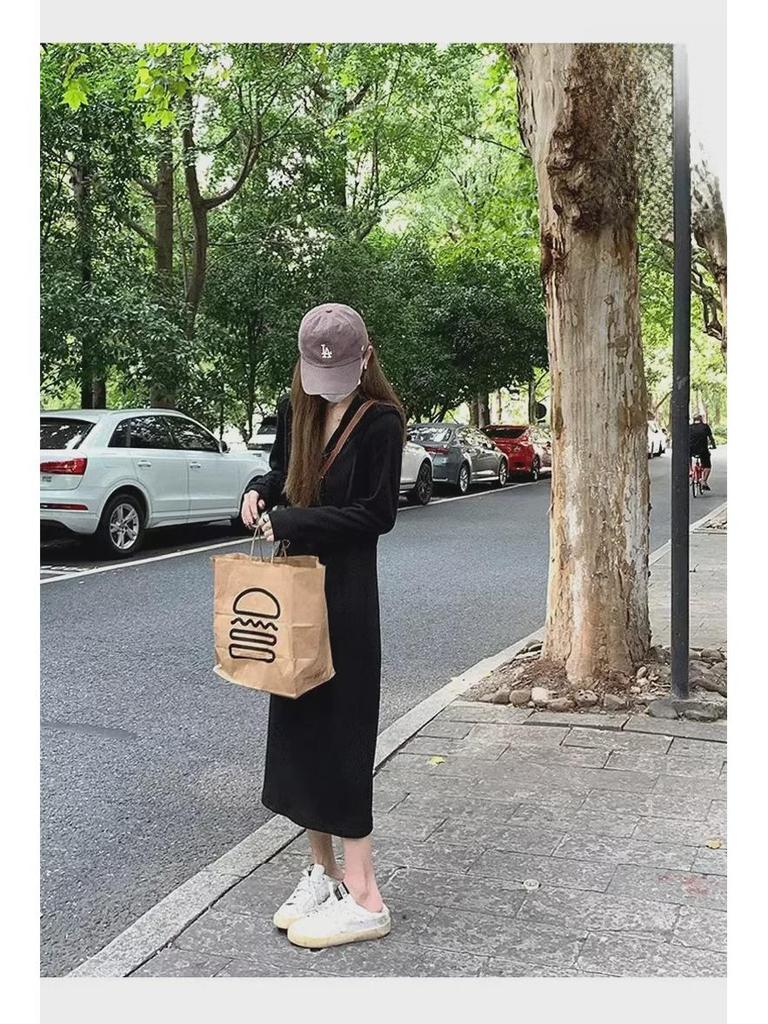 2025 French-Style Women's Sweater Dress: Early Autumn Long Skirt with Coat