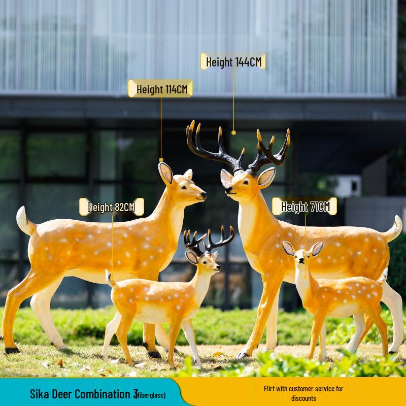 Luminous Fiberglass Sika Deer Sculpture for Garden Lawn Decoration