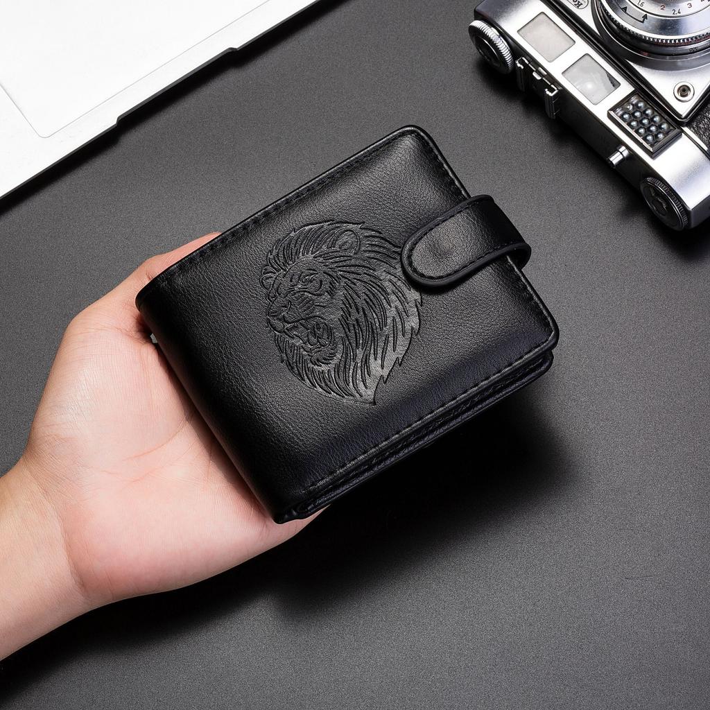 Lion Embossed Wallet Multi-Slot Men'S Card Holder Credit Card Wallet Practical Pu Leather Coin Bag For Fashion Accessory Daily