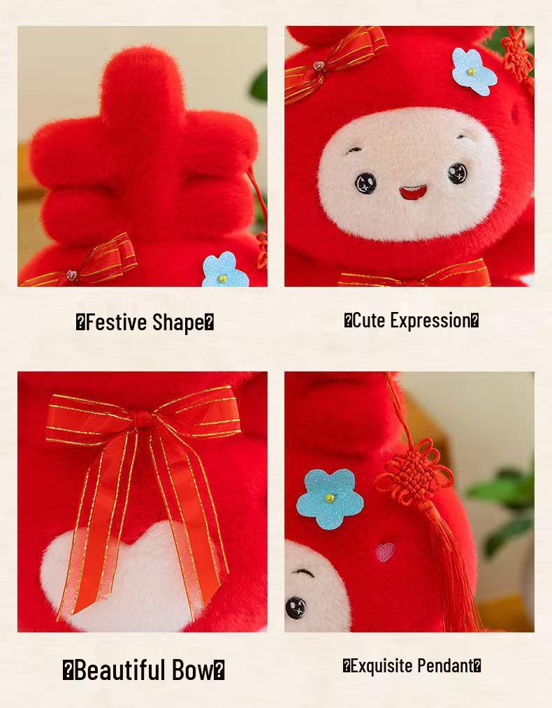 Joyful Rabbit Wedding Plush Doll Pair - New Year's Gift & Cushion for Newlyweds