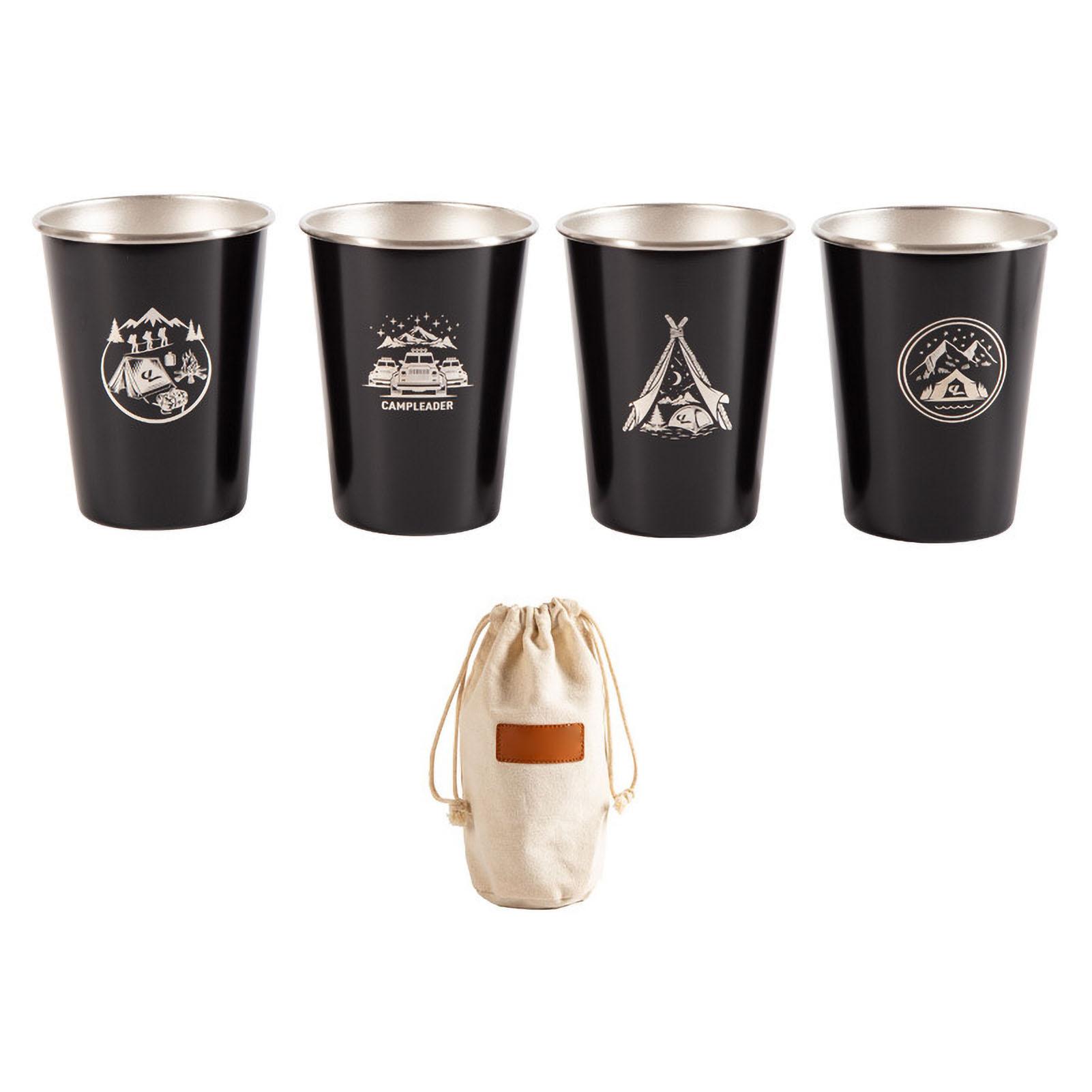 

Stainless Steel Camping Cup Set of 4 Outdoor Camping Mug for Picnic BBQ Beer Coffee Wine Navy Blue чёрный