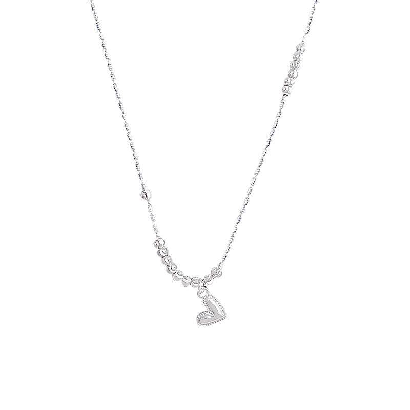 Koreanische High-End-Silber-Herz-Schlüsselbein-Halskette – vielseitiges Statement-Stück für Frauen