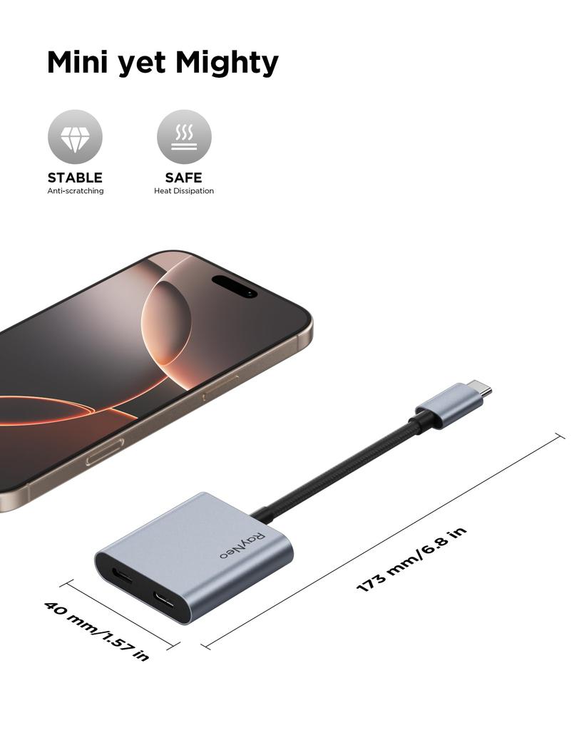 RayNeo AR Glasses 4K 100W PD Charging Compatible with Steam ROG Mac and Compatible with Air Air and Air 2 USB-C Adapter, 60Hz, Support, Switch, PS5,