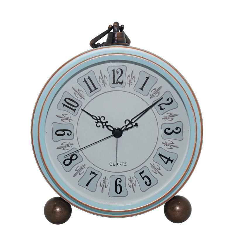 European Vintage Iron Art Alarm Clock American Creative Electronic Clock Household Simple Nightlight Student Personalized Silent