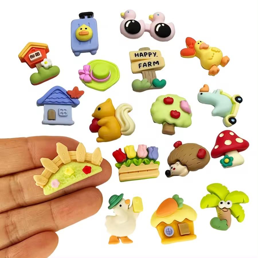 Cute Forest Farm Animal Life Theme Flat Back Resin Charm DIY Accessory for Souvenir or Fairy Model Artificial Style