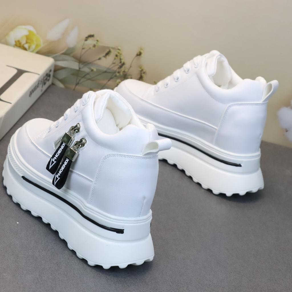 Fashion Women Sneakers Casual Platform Trainers White Shoes 10CM Heels Autumn Wedges Breathable Woman Height Increasing Shoes