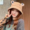 Neuer Winter Kinder-Eltern Frosch Stickerei Fischerhut Kordel Verstellbar Panama Outdoor Fischerhut Lächeln Winter Warm Bob Hut